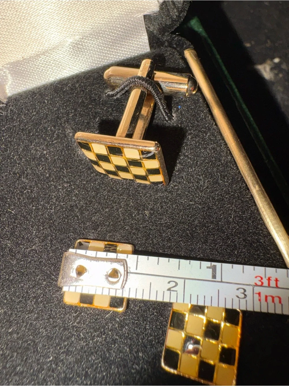 Vintage Raffinati Enamel Checkerboard Cufflink Set